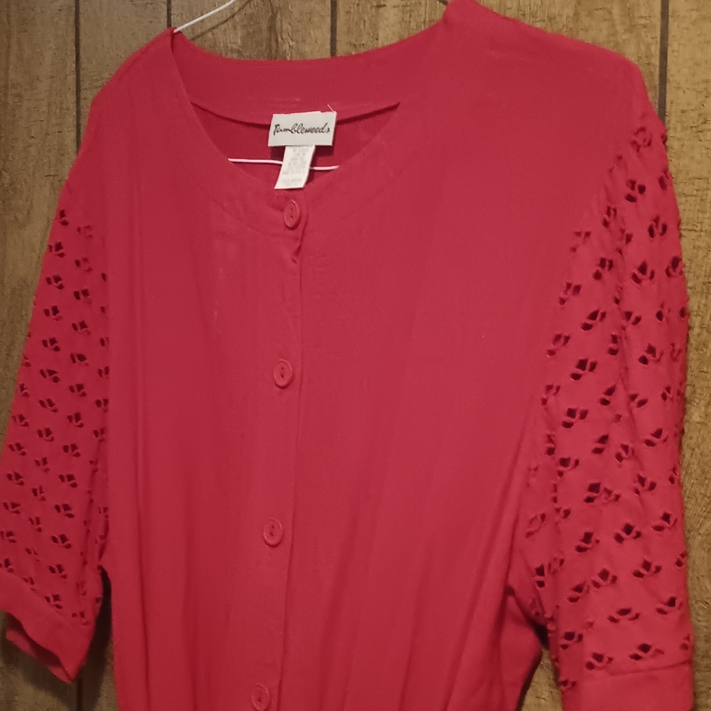 TUMBLEWEEDS RED JUMPSUIT. SIZE MISSESE 20, SAME AS WOMEN'S 18.